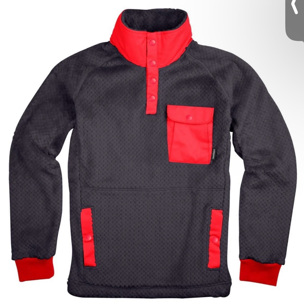 Cotopaxi dark blue and Red Women's Pullover Hoodie capitan highloft fleece